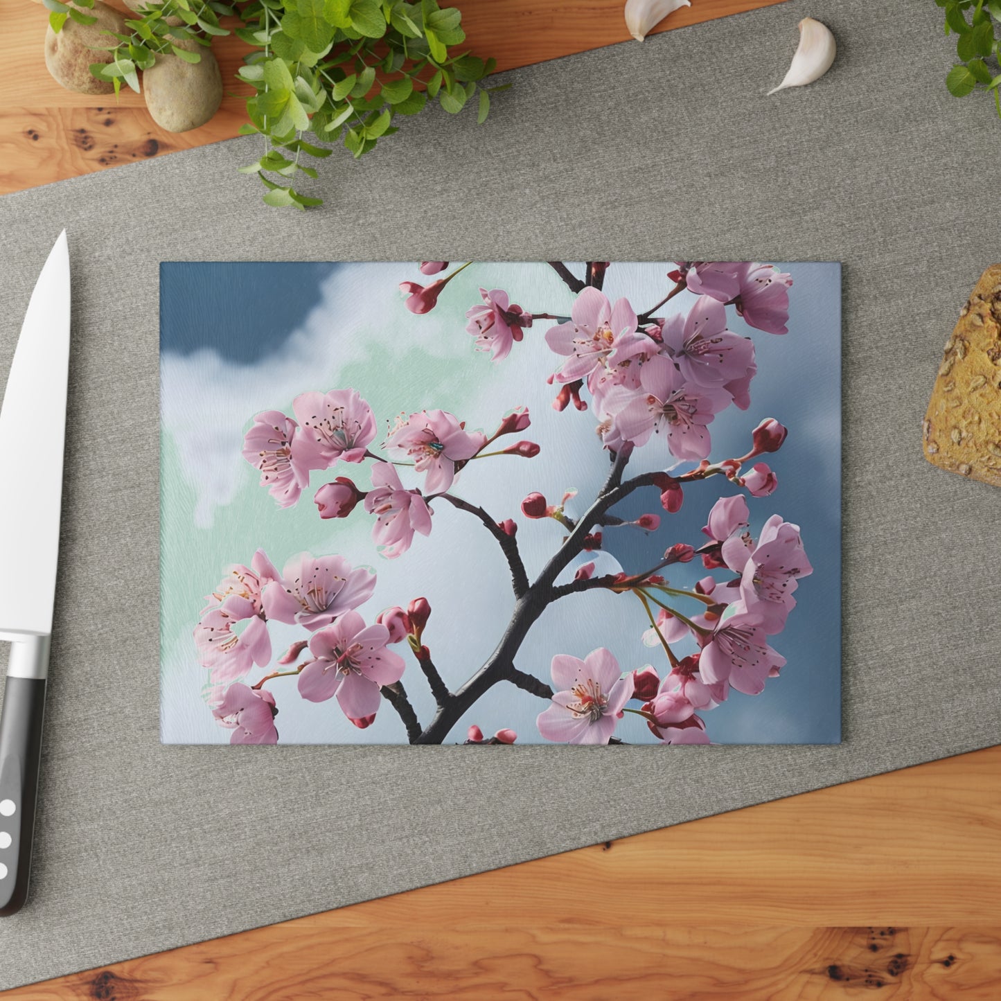 Elegant Floral Glass Cutting Board