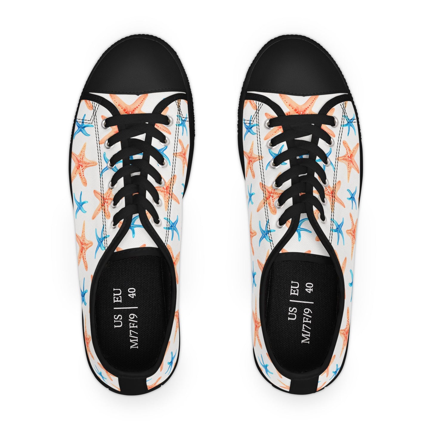 Starfish Print Sneakers — Beachy Low-Top Canvas Shoes