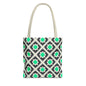 Geometric Mint Tile Tote Bag — Patterned All-Over-Print Shopper