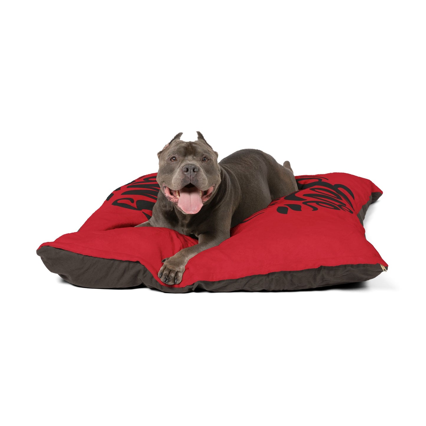 Love Has Four Paws Pet Bed — Red Plush Dog & Cat Cushion