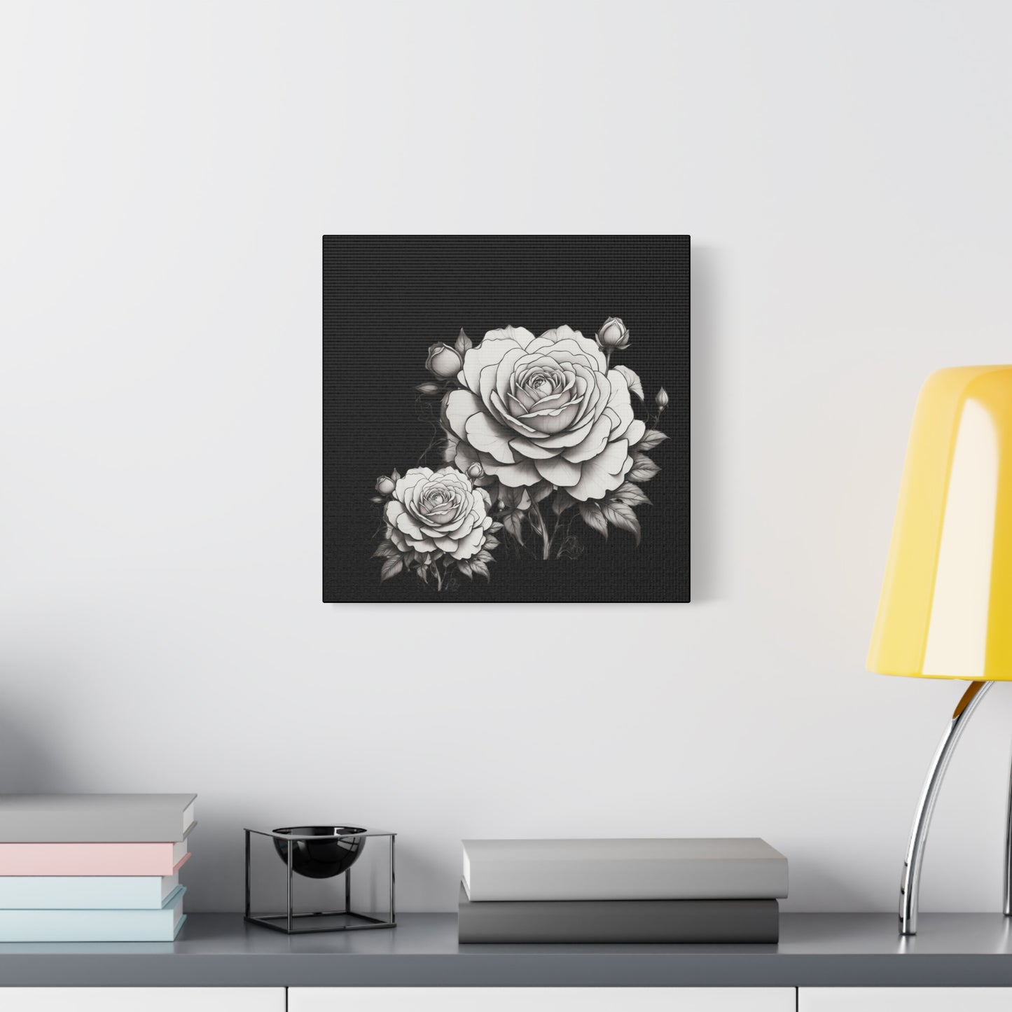 Monochrome Rose Canvas Print — Black & White Floral Wall Art