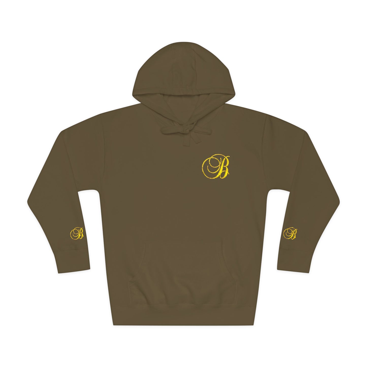 Coral Gold Floral Initial Hoodie — Monogram 'B' Casual Pullover