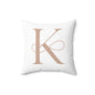 Monogram K Decorative Pillow — Elegant Rose Gold Initial Throw Pillow