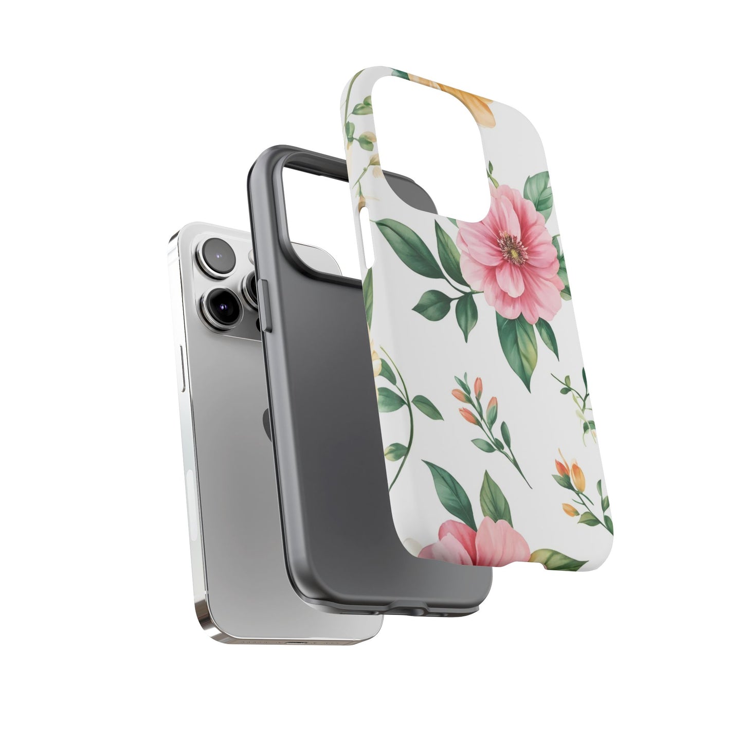 Floral Tough Phone Case — Pink Peony Protective Phone Cover