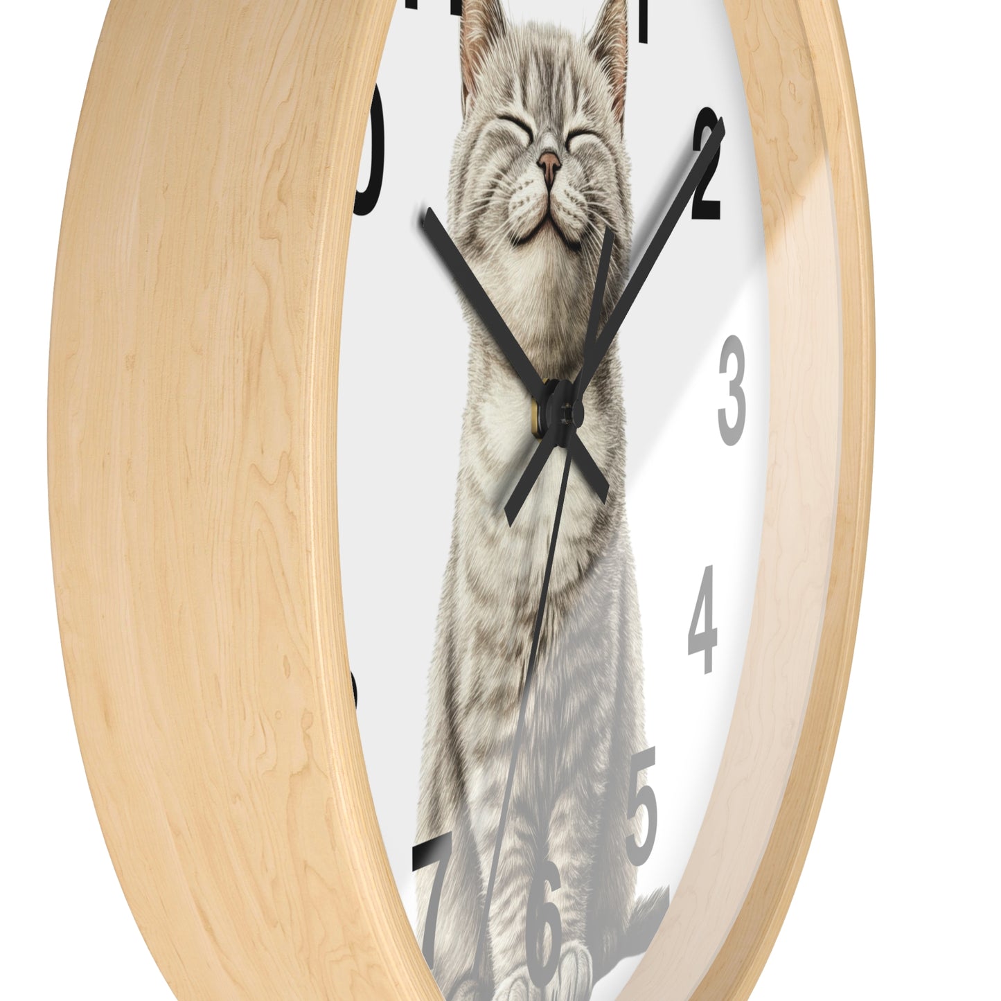 Smiling Tabby Cat Wall Clock — Cute Cat Decor for Living Room, Nursery & Gifts