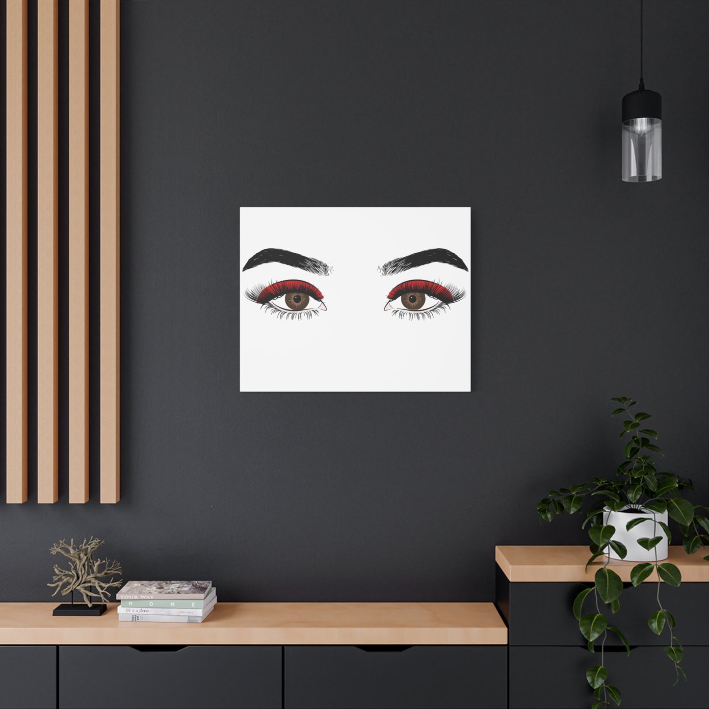 Red Lashes Wall Art Canvas — Glam Eyes Makeup Decor