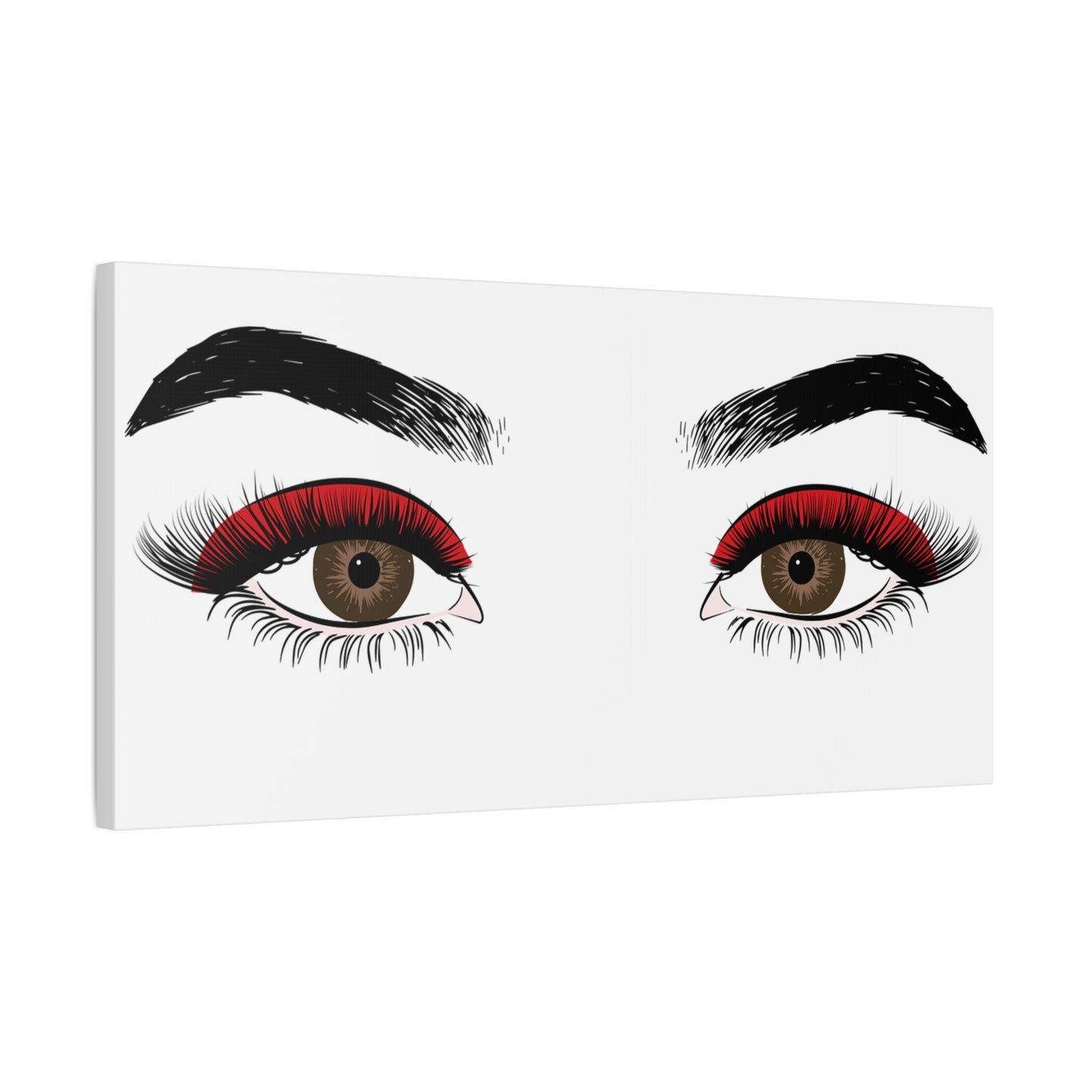 Red Lashes Wall Art Canvas — Glam Eyes Makeup Decor