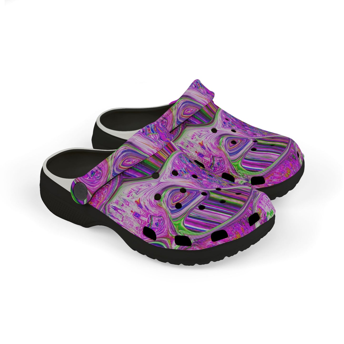 Kids Purple Swirl EVA Foam Clogs — Colorful Psychedelic All-Over Print