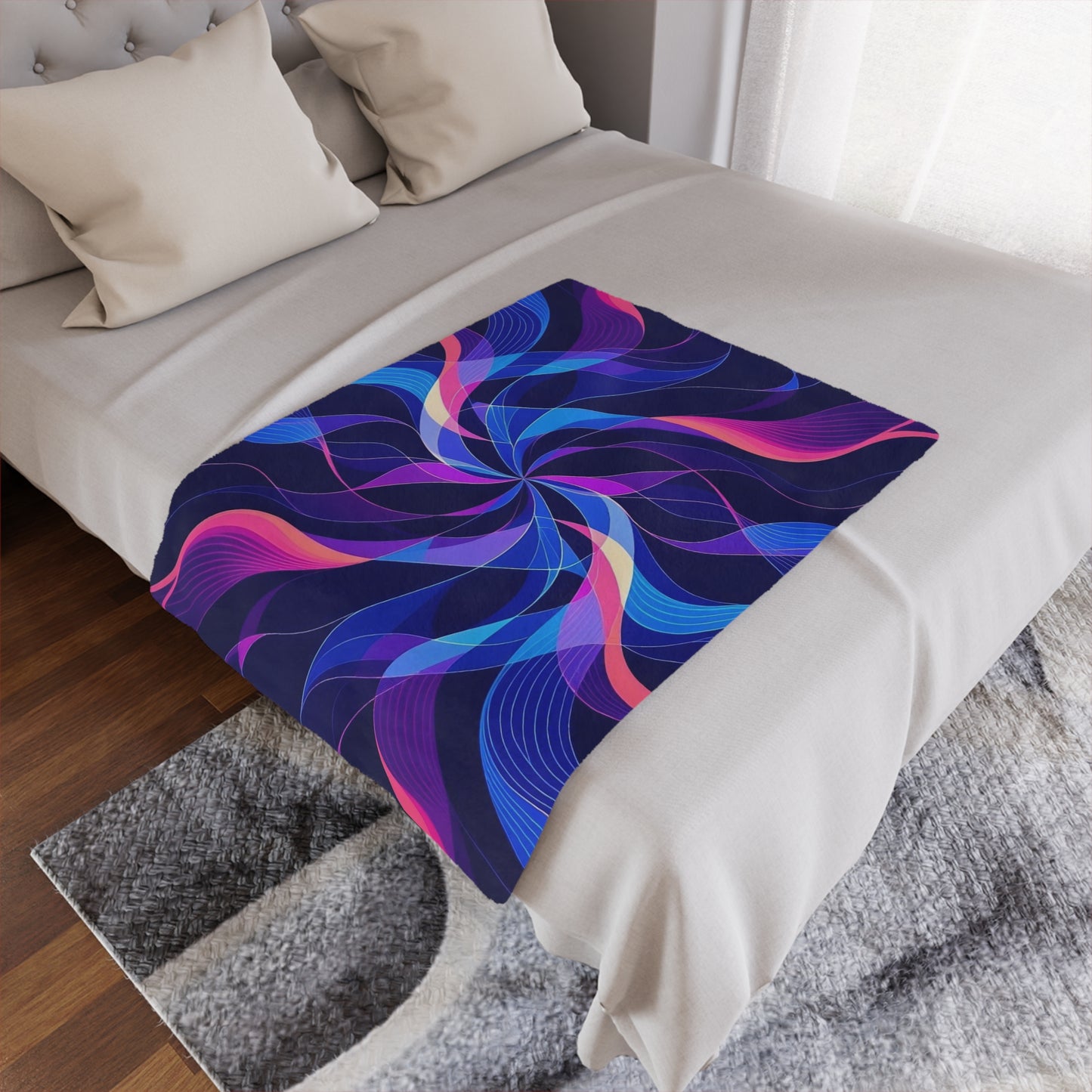 Minky Blanket — Abstract Neon Swirl Plush Throw