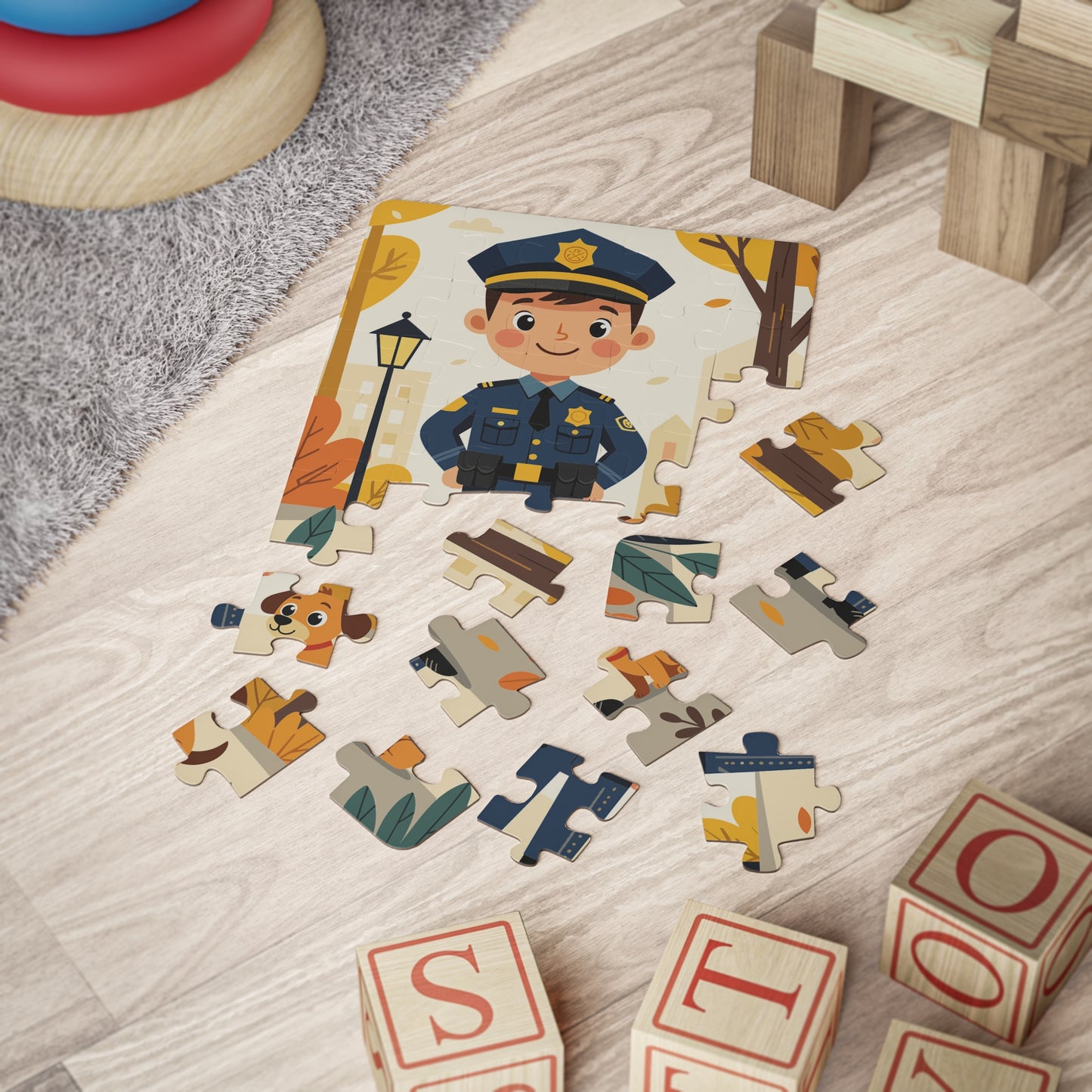 Cute Police Officer Kids Puzzle, 30-Piece
