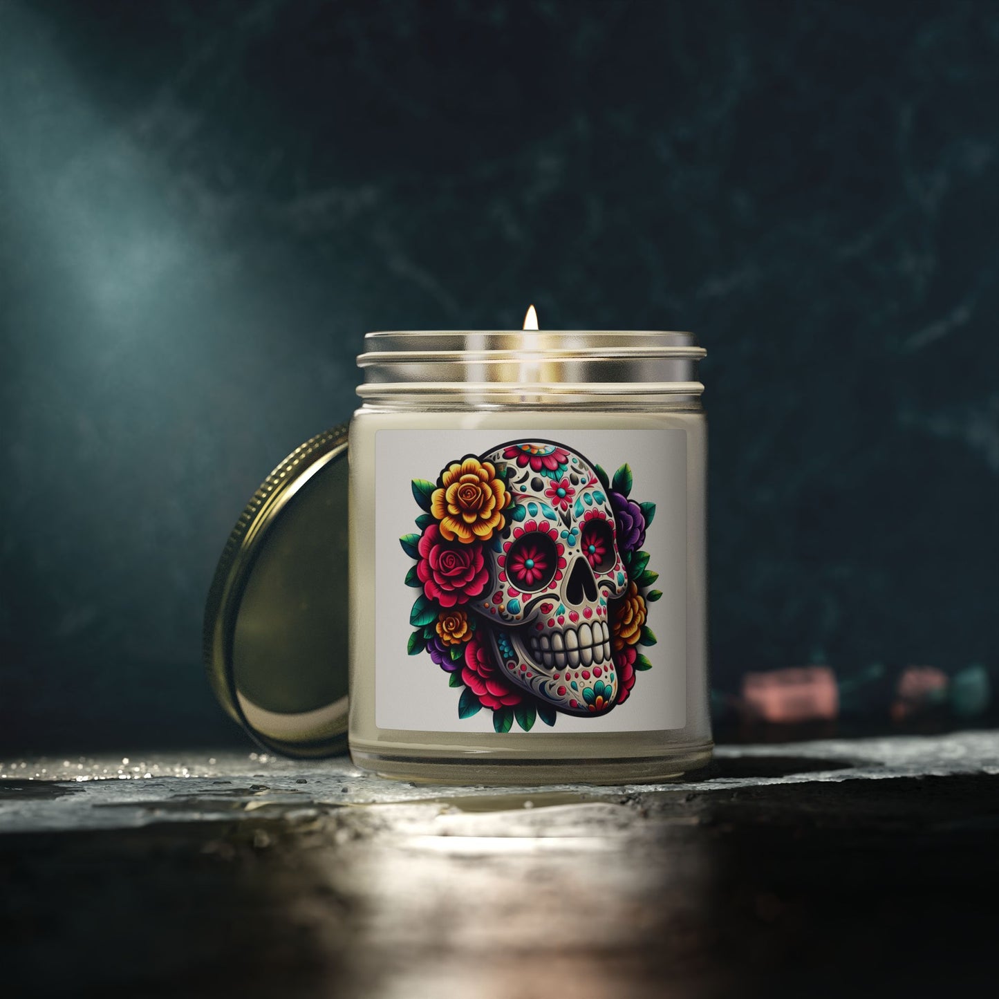 Day of the Dead Coconut Apricot Scented Candle (4oz & 9oz)