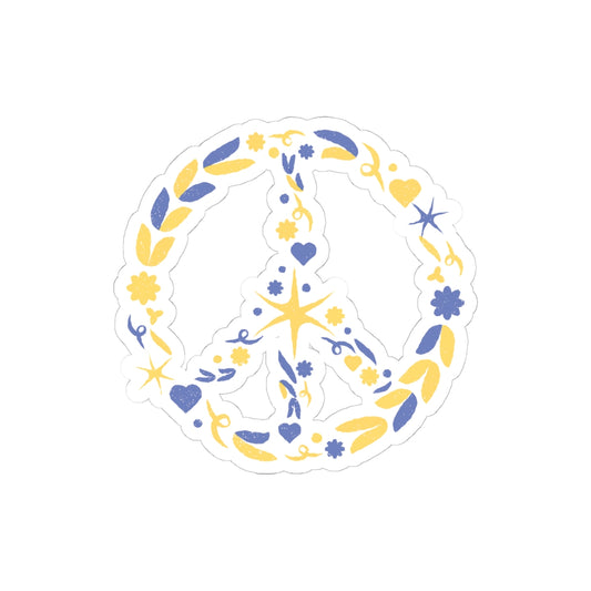 Peaceful Floral Kiss-Cut Stickers, Vinyl Stickers for Laptops, Journals, Water Bottles, Peace Symbol Decor, Flower Stickers