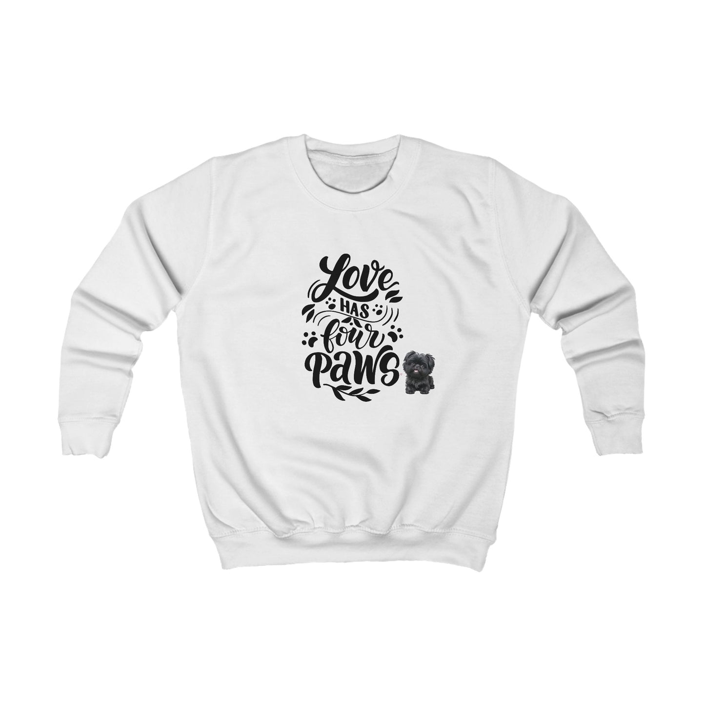 Kids Sweatshirt - "Love Has Four Paws" Cute Puppy Graphic Pullover for Dog Lovers