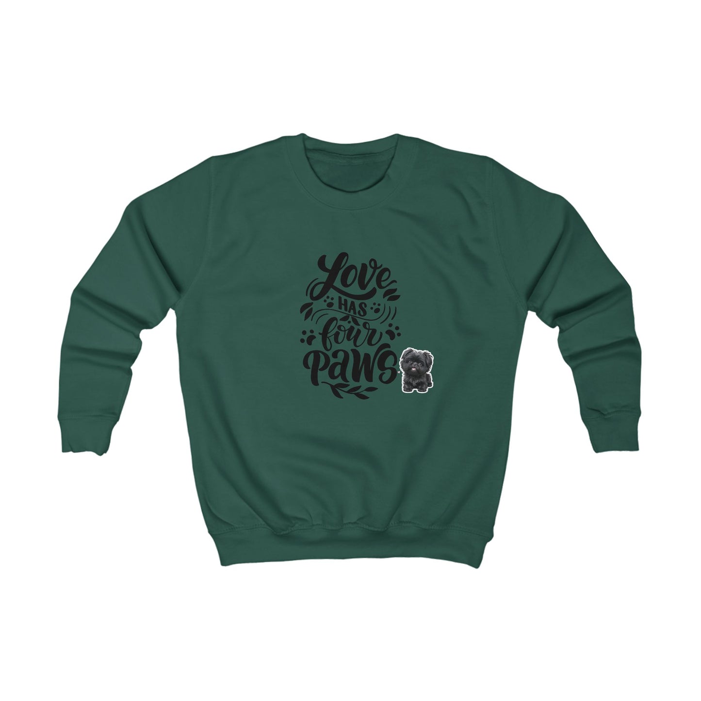 Kids Sweatshirt - "Love Has Four Paws" Cute Puppy Graphic Pullover for Dog Lovers