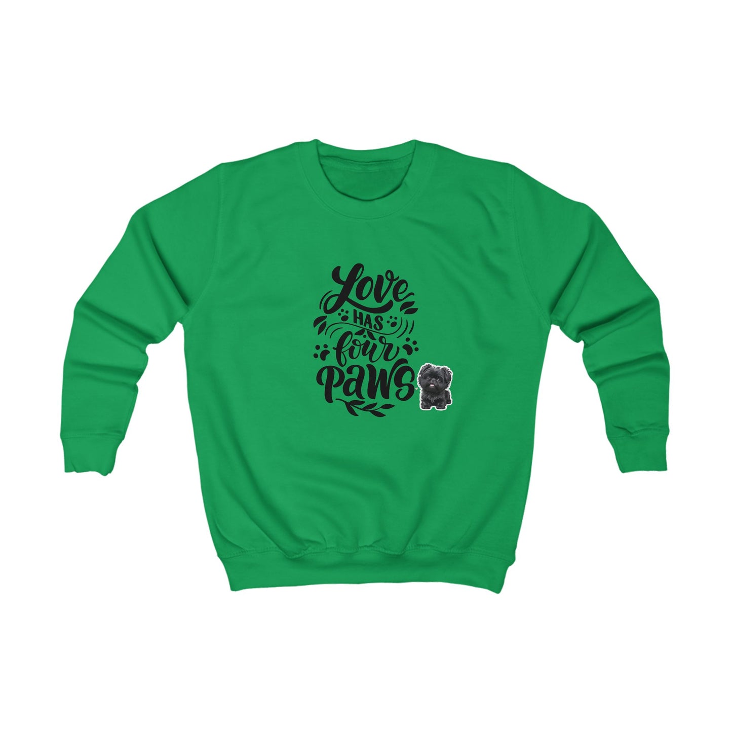 Kids Sweatshirt - "Love Has Four Paws" Cute Puppy Graphic Pullover for Dog Lovers