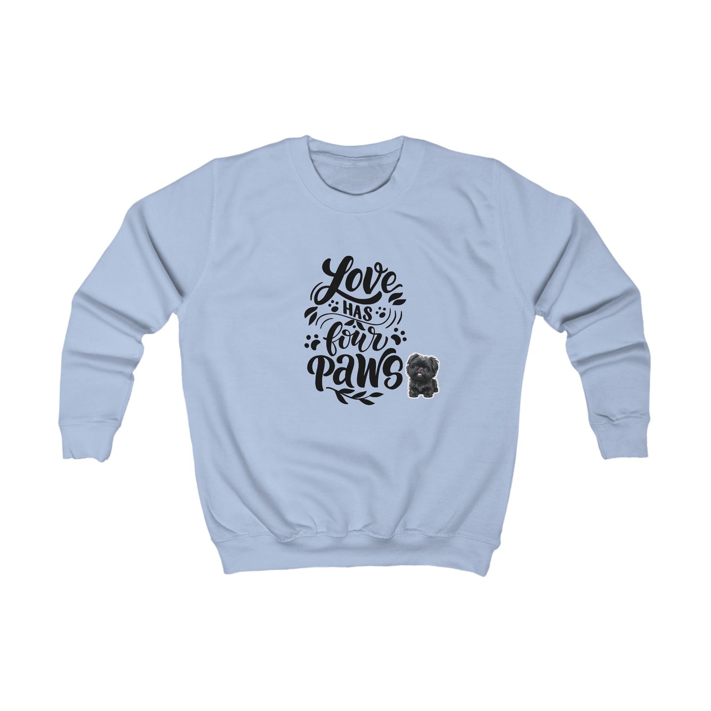 Kids Sweatshirt - "Love Has Four Paws" Cute Puppy Graphic Pullover for Dog Lovers