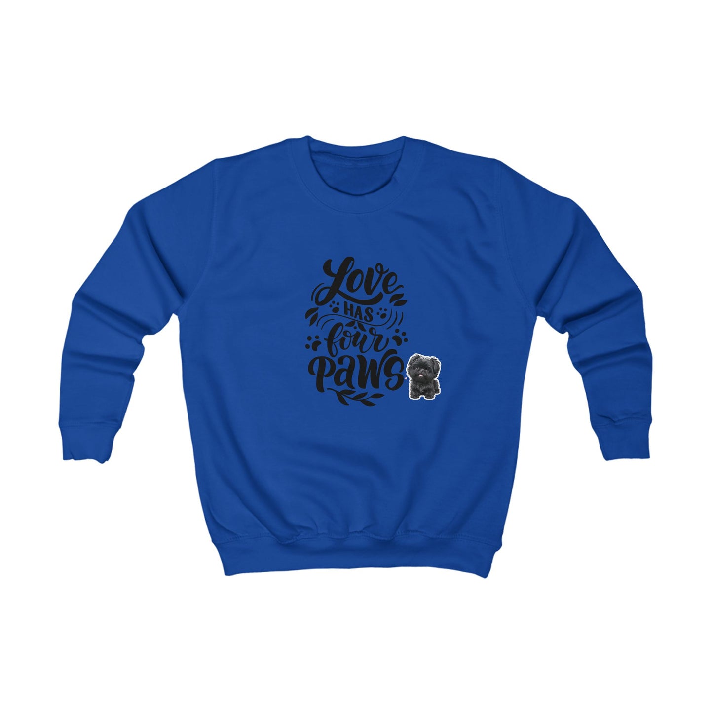 Kids Sweatshirt - "Love Has Four Paws" Cute Puppy Graphic Pullover for Dog Lovers