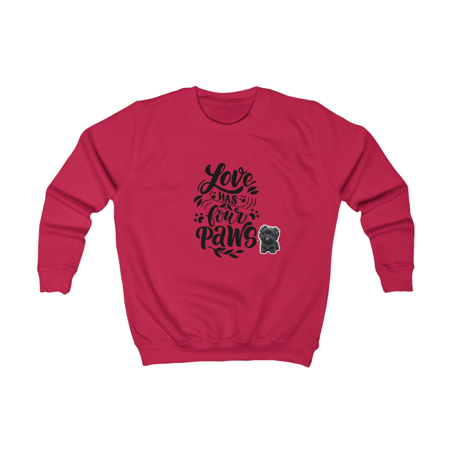 Kids Sweatshirt - "Love Has Four Paws" Cute Puppy Graphic Pullover for Dog Lovers