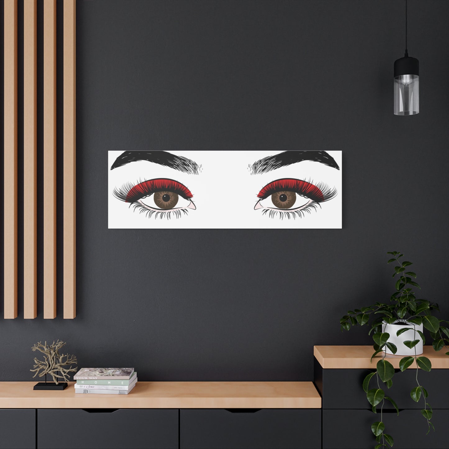 Red Lashes Wall Art Canvas — Glam Eyes Makeup Decor