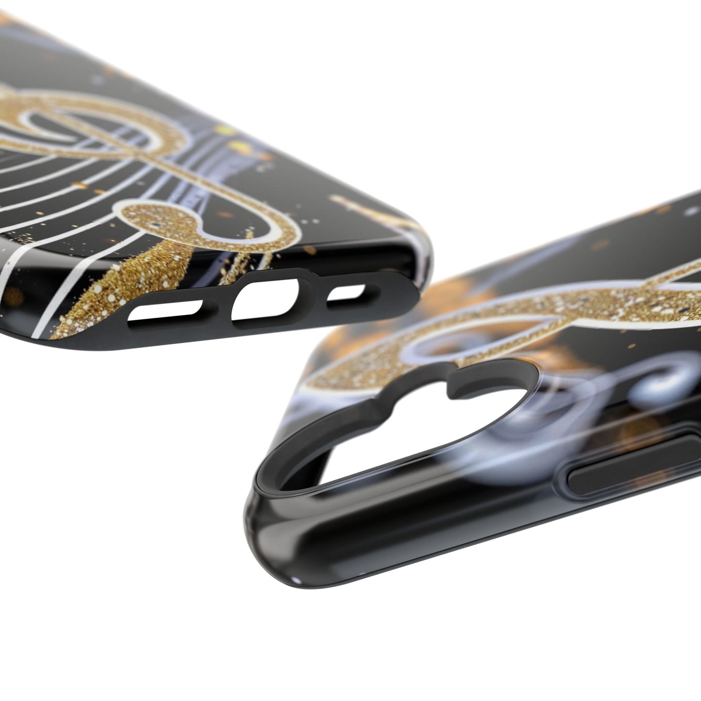 Music Notes Magnetic Impact-Resistant Phone Case — Gold Treble Clef Design