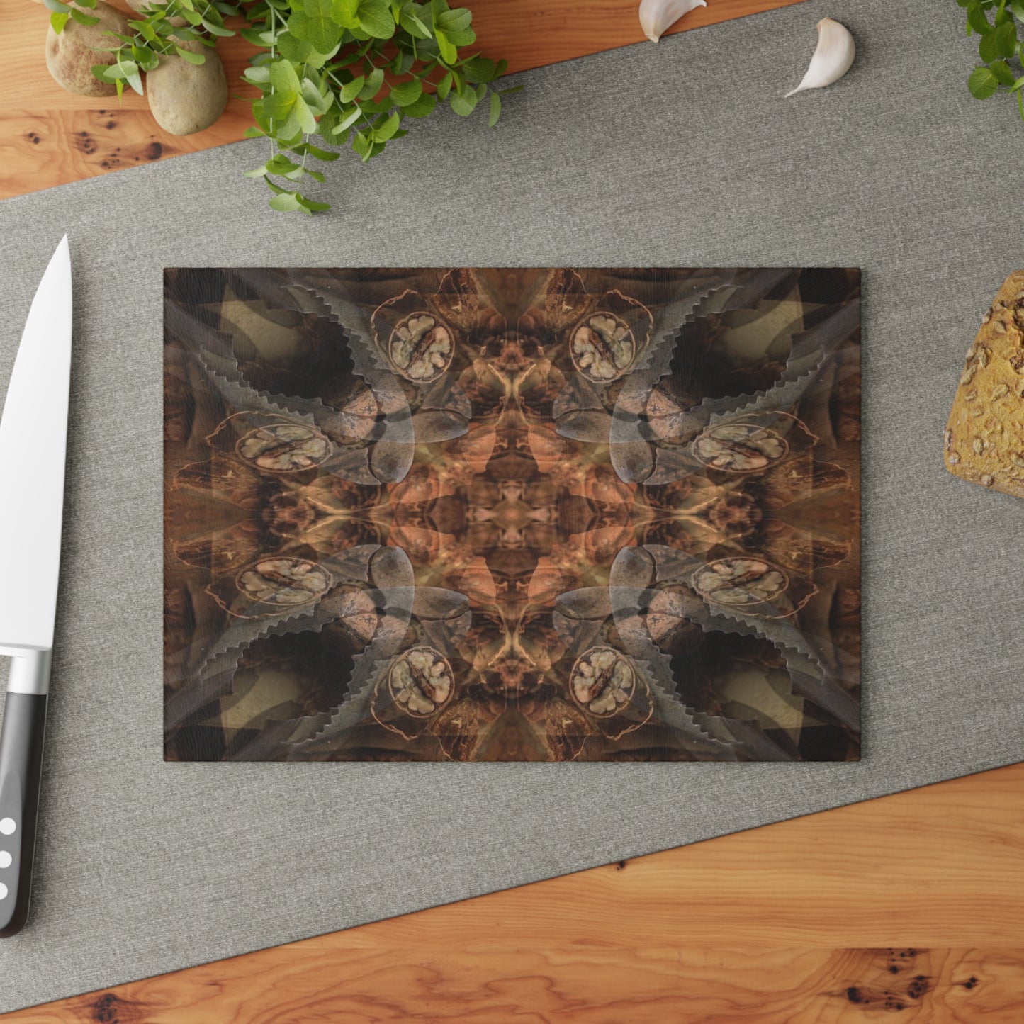 Glass Cutting Board — Rustic Kaleidoscope Pattern Tempered Glass Chopping Board
