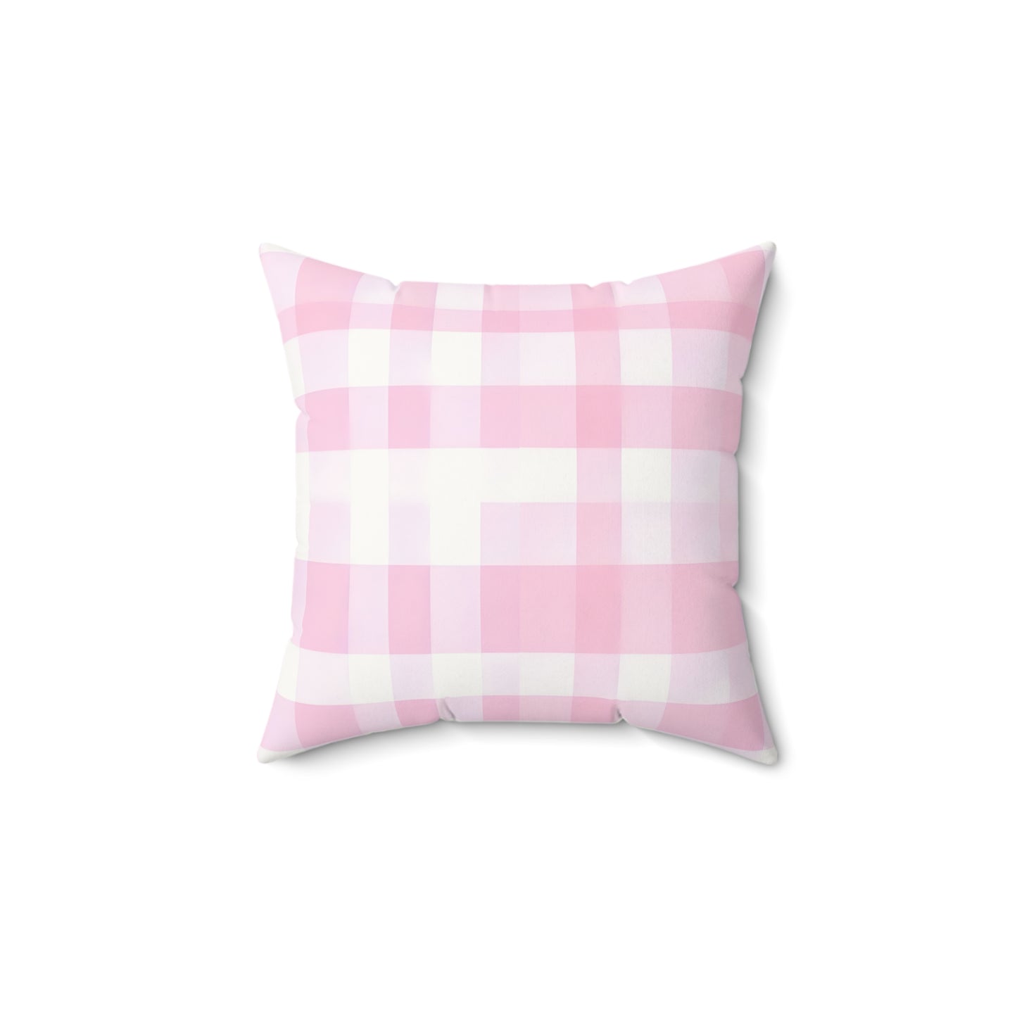 Pink Buffalo Check Pillow — Faux Suede Square Decorative Throw Pillow