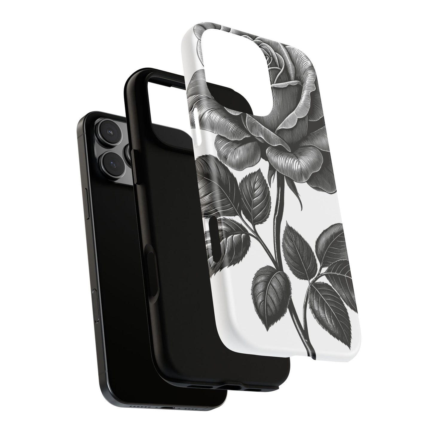 Elegant Floral Phone Case - Tough Cases, Black Rose Design, Floral Phone Cover, Stylish Phone Accessory, Gift for Her, Mother's Day
