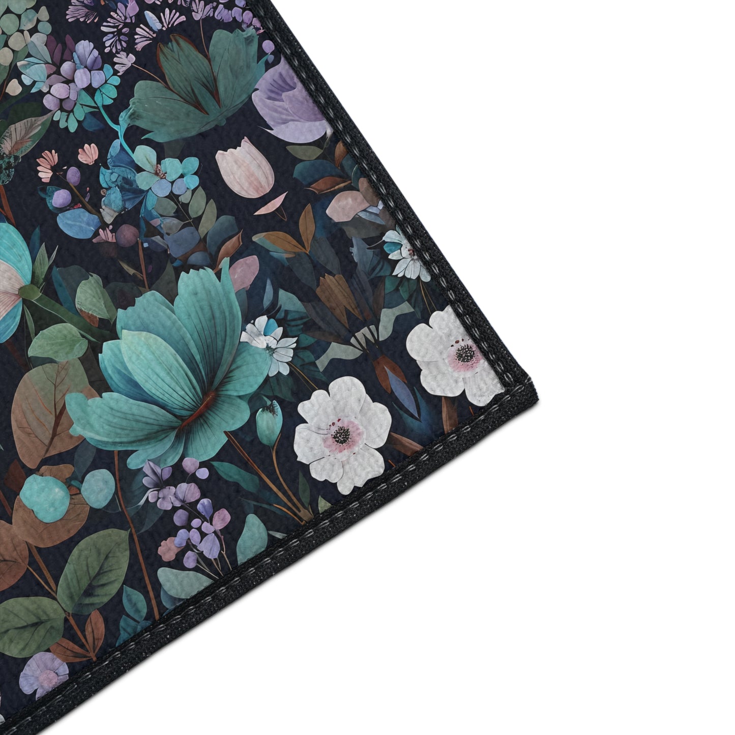 Floral Heavy Duty Floor Mat — Dark Botanical Non-Slip Door Rug