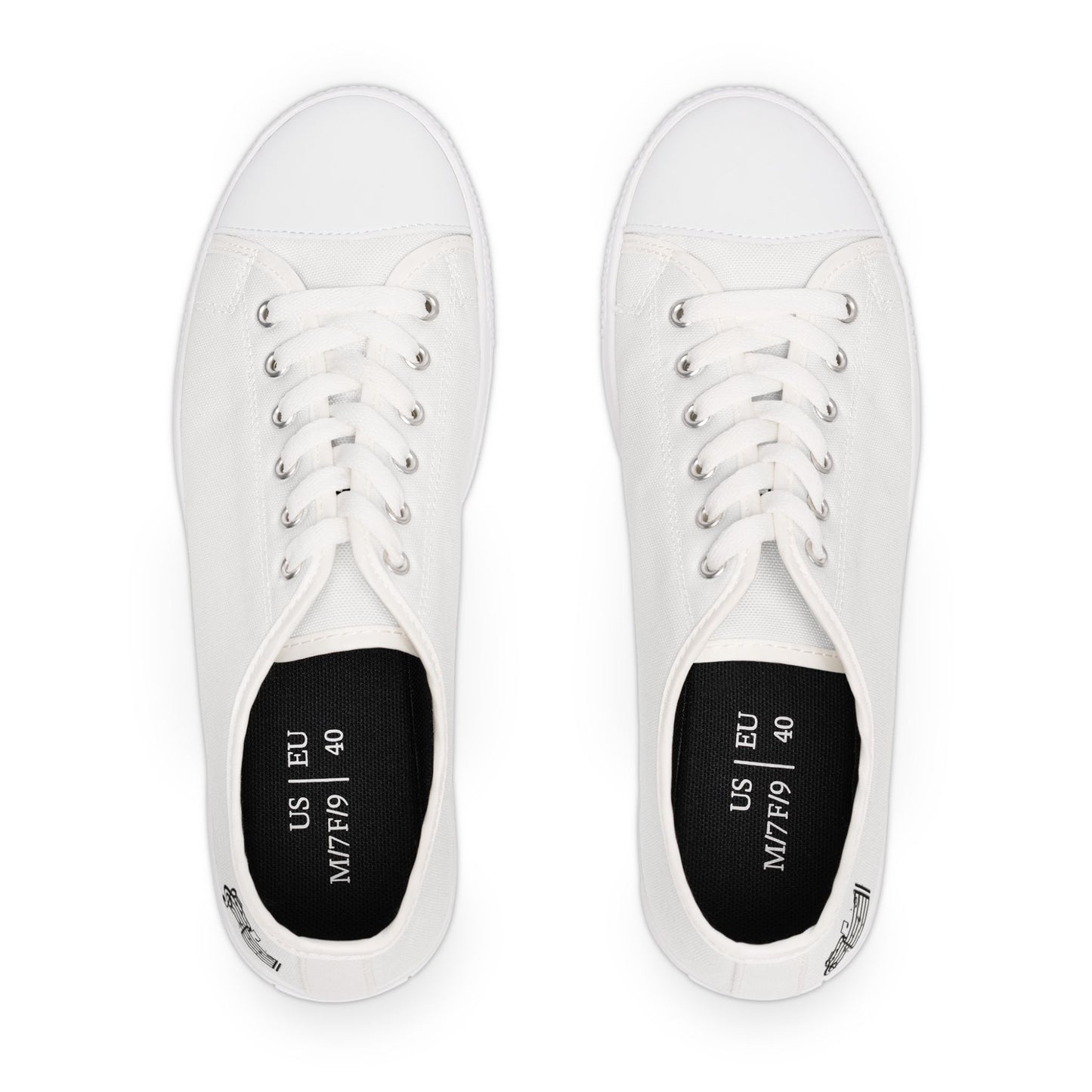 White Low Top Sneakers — Classic Women's Canvas Casual Shoes