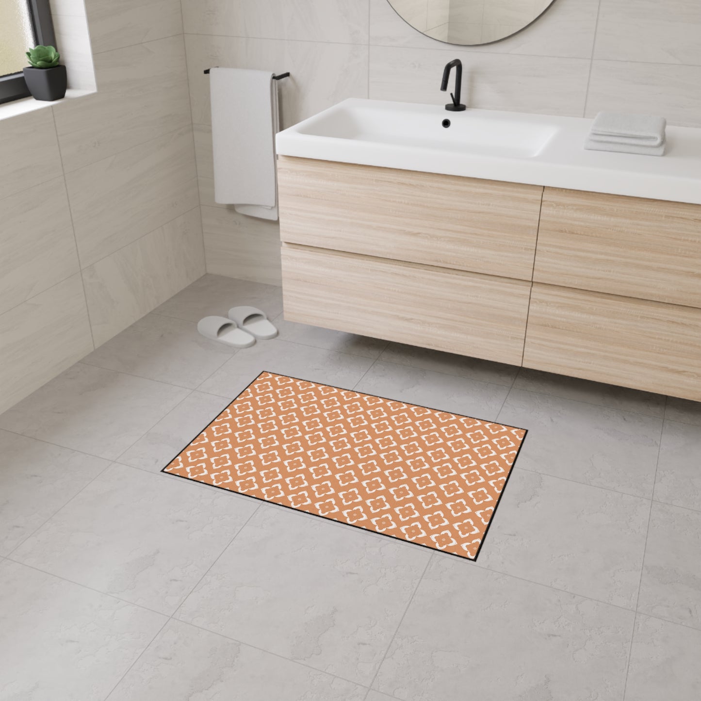 Heavy-Duty Floor Mat — Terracotta Moroccan Tile Pattern, Non-Slip Entry Rug