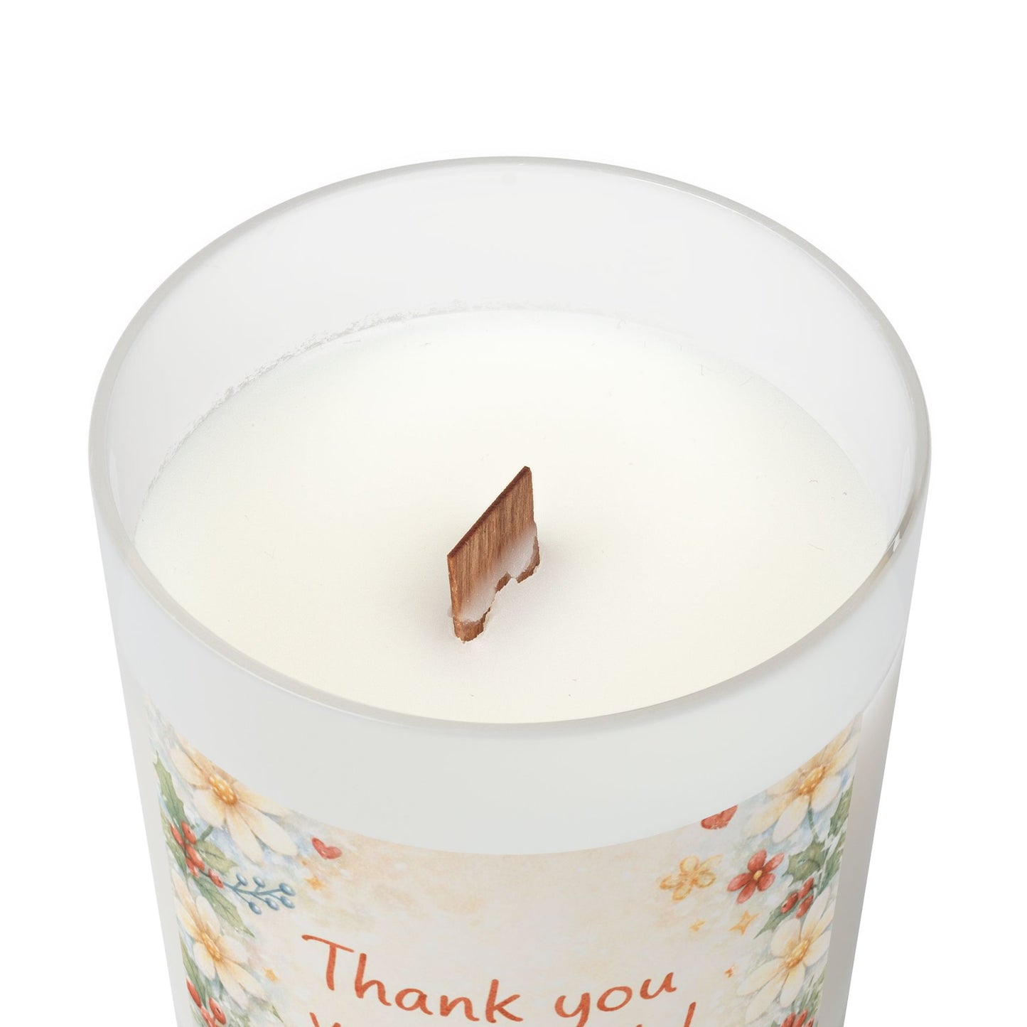 Thank You Floral Candle – Frosted Glass 11oz