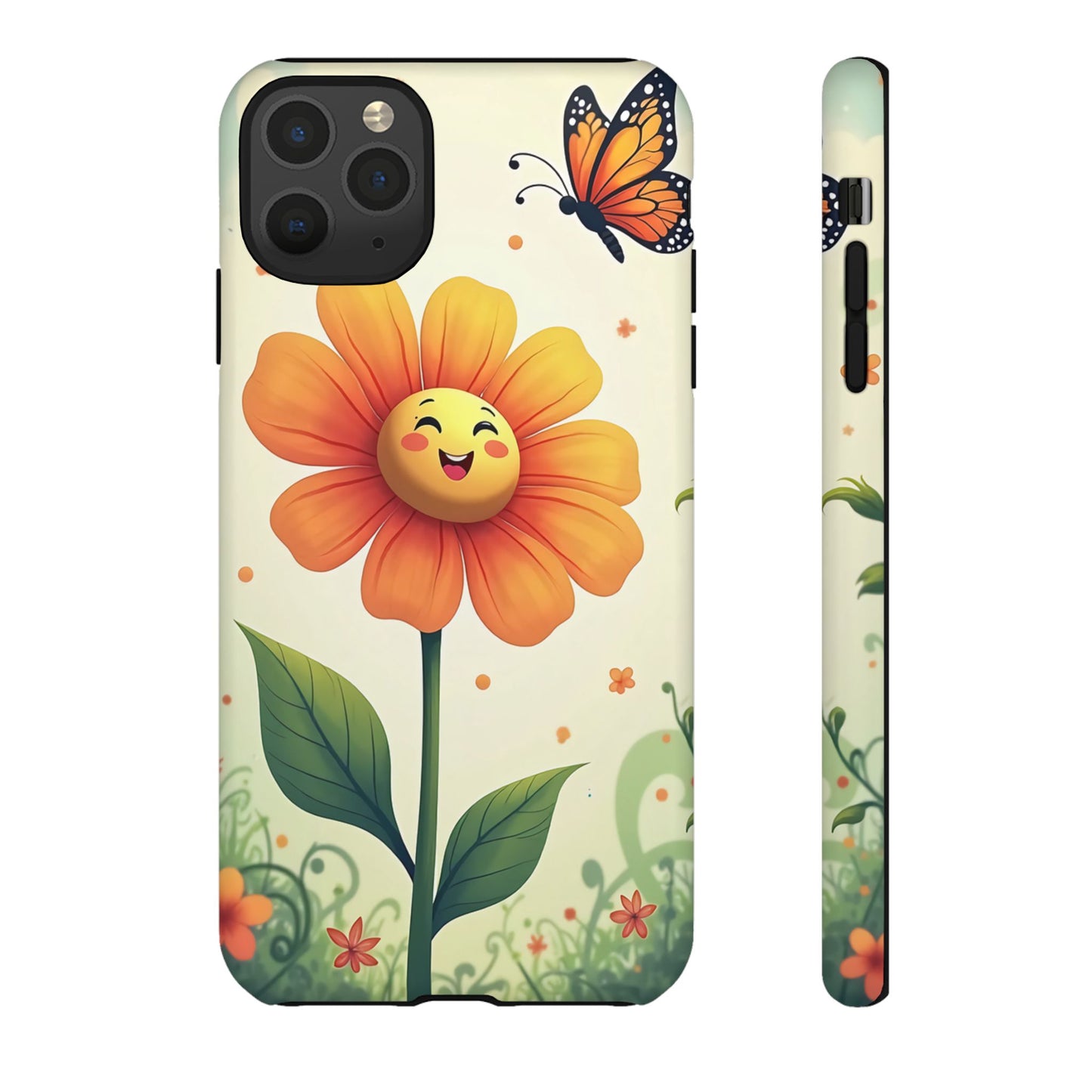 Floral Phone Case with Butterfly Design, Cute Flower Phone Cover for Nature Lovers, Eco-Friendly Gift, Spring Vibes, Birthday Present