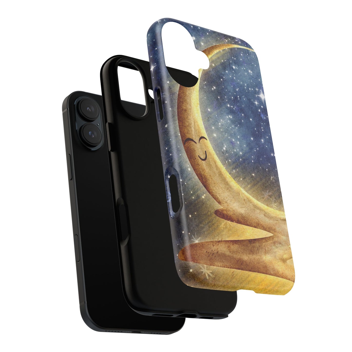 Moonlit Smile Phone Case — Starry Night Crescent Moon iPhone Cover