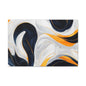 Abstract Fluid Art Matte Canvas Print — Navy, Gold & White Stretched Wall Art