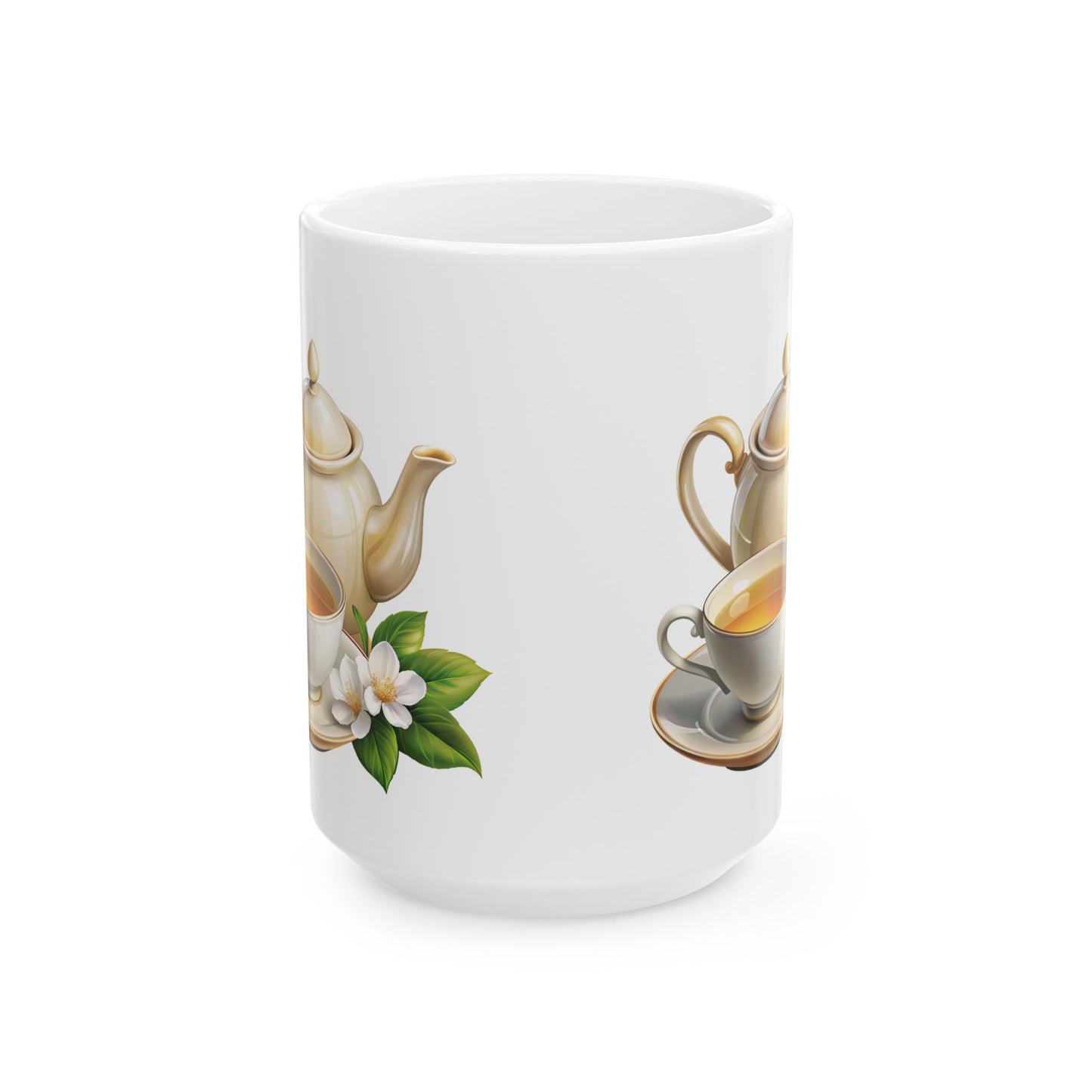 Elegant Tea-Themed Ceramic Mug, Perfect Gift for Tea Lovers, Home Decor, Mother's Day, Gift for Her, Cozy Mornings, Kitchenware
