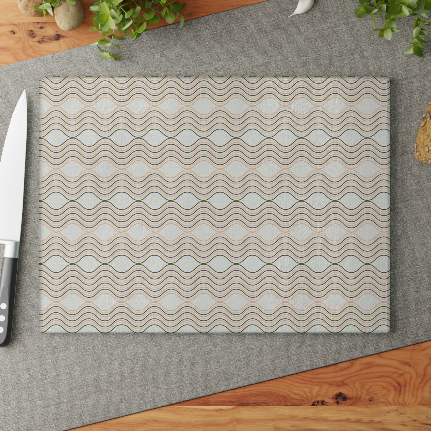 Boho Wave Glass Cutting Board, Kitchen Decor, Gift for Home Chef, Housewarming Present, Unique Cooking Essential, Modern Serveware