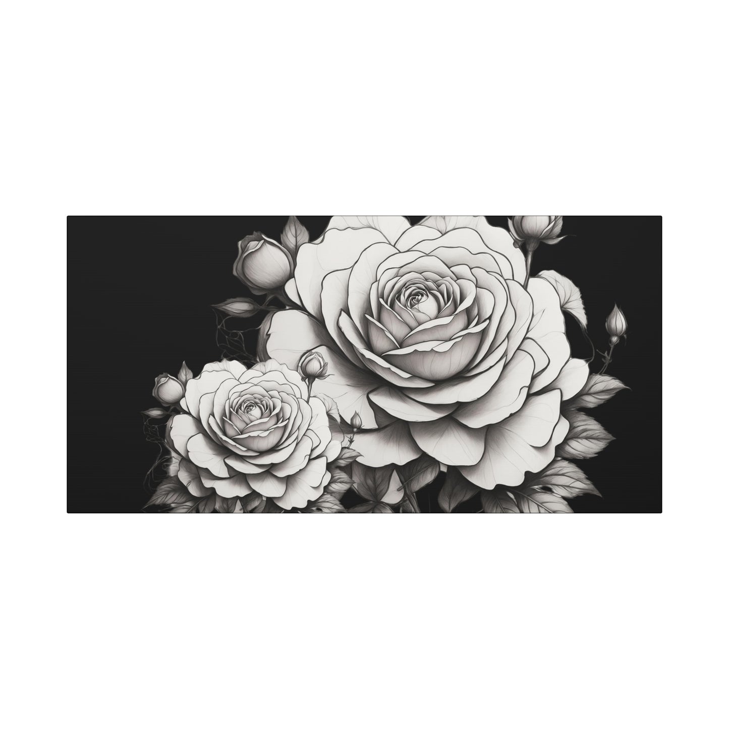 Monochrome Rose Canvas Print — Black & White Floral Wall Art