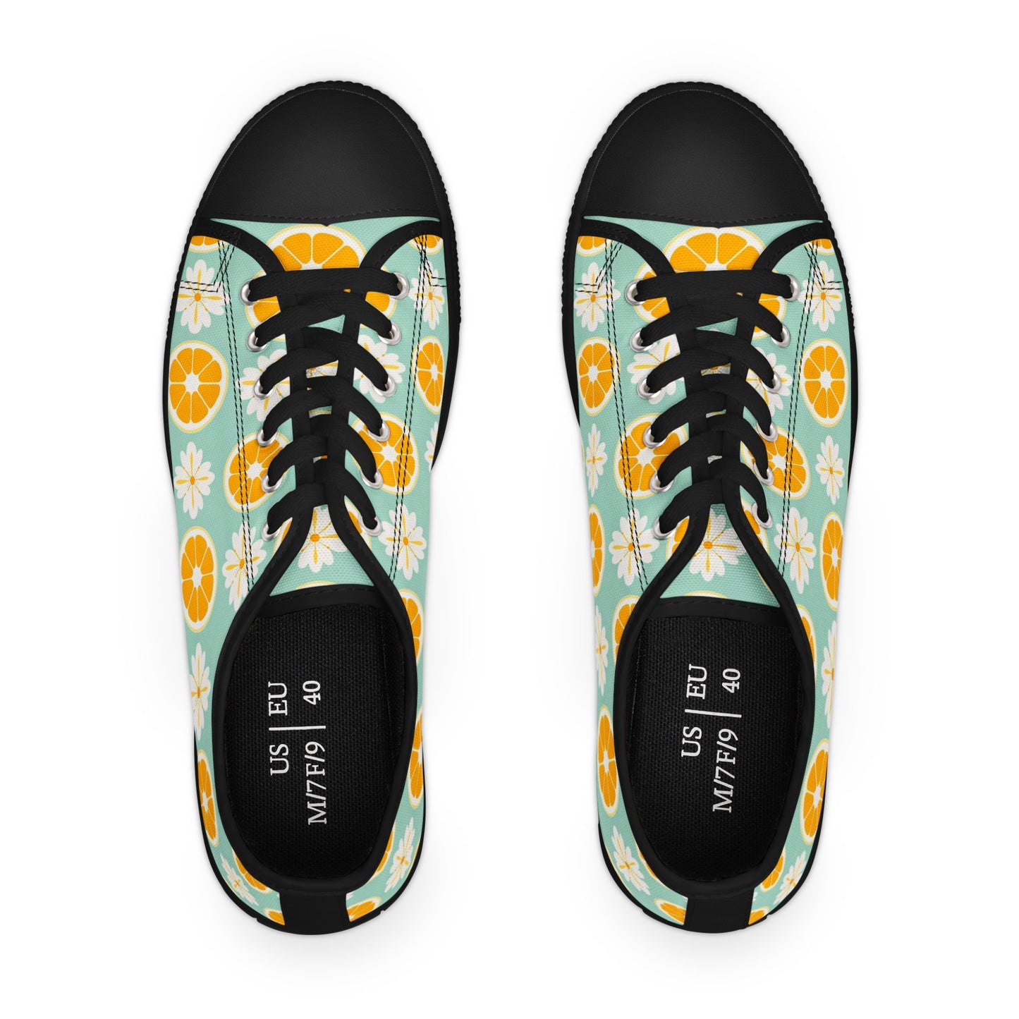 Low Top Sneakers — Retro Citrus & Daisies Pattern