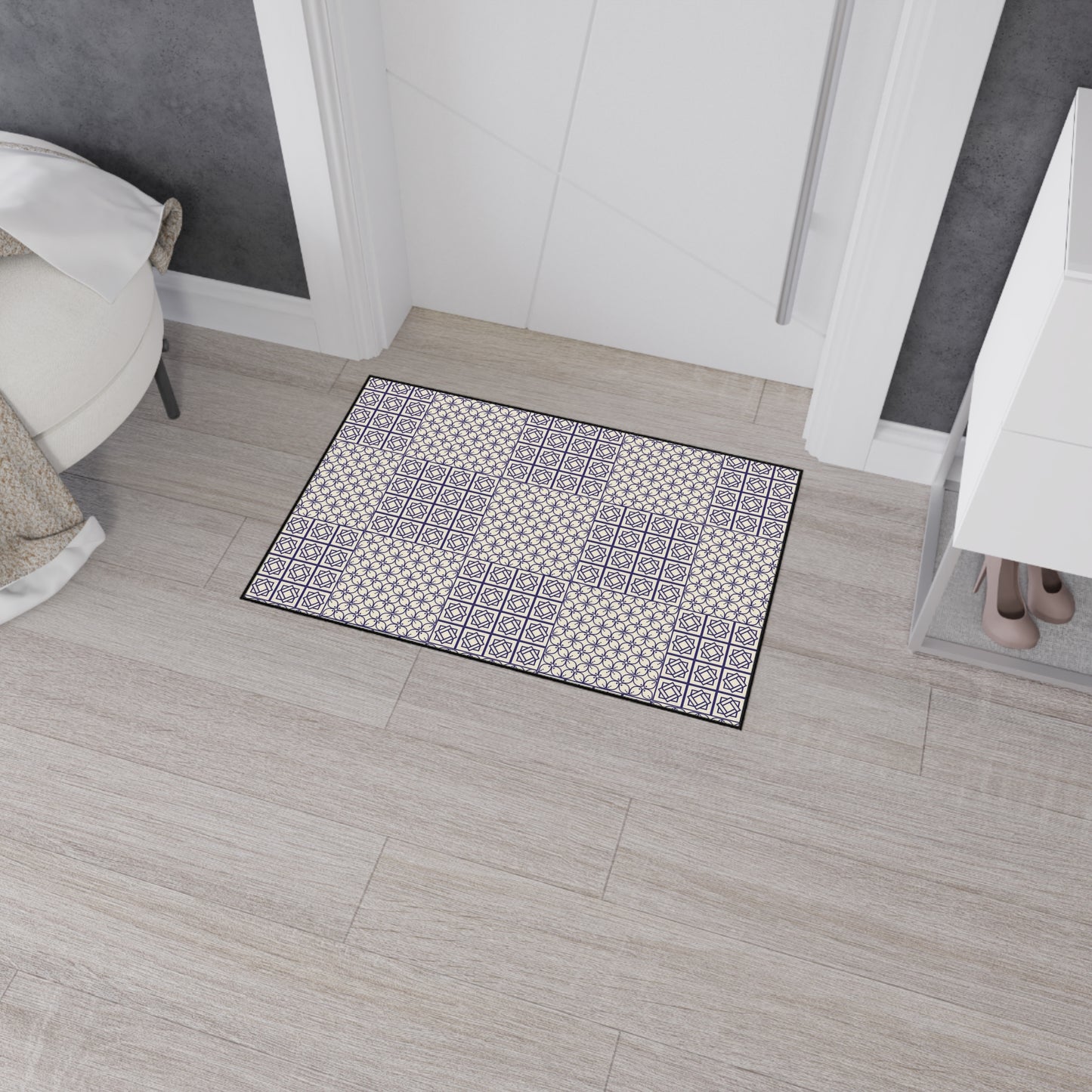 Geometric Patchwork Heavy-Duty Floor Mat — Non-Slip Entry Rug