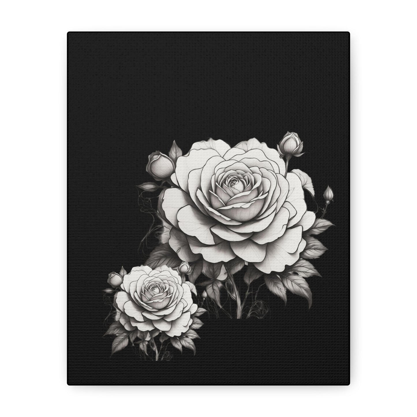 Monochrome Rose Canvas Print — Black & White Floral Wall Art