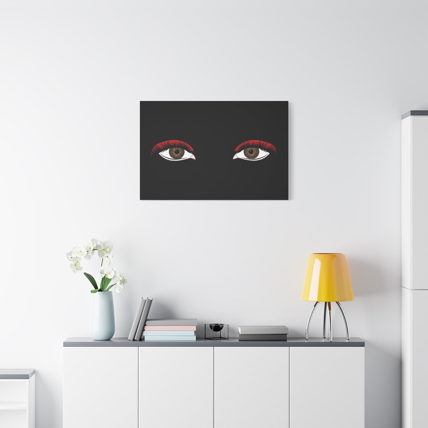 Red Lashes Wall Art Canvas — Glam Eyes Makeup Decor