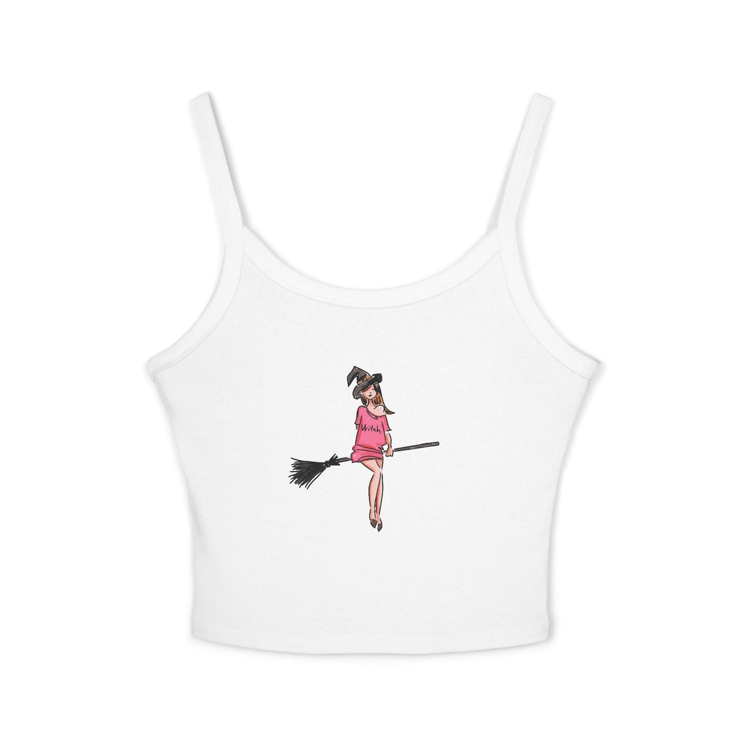 Witchy Spaghetti Strap Tank Top - Fun Summer Wear, Casual Party Top, Perfect for Halloween, Gifts for Friends, Everyday Fashion