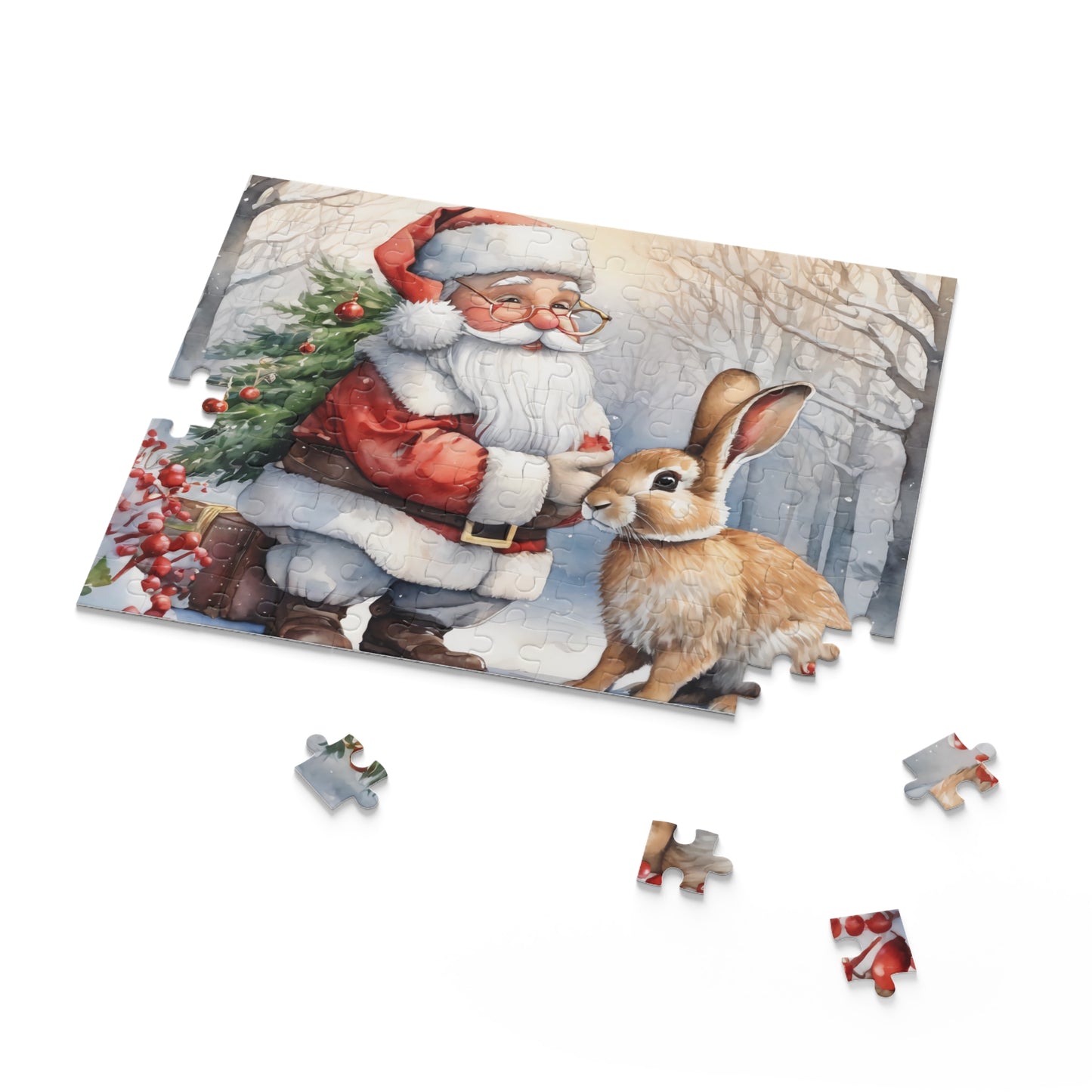 Christmas Puzzle Featuring Santa and Bunny