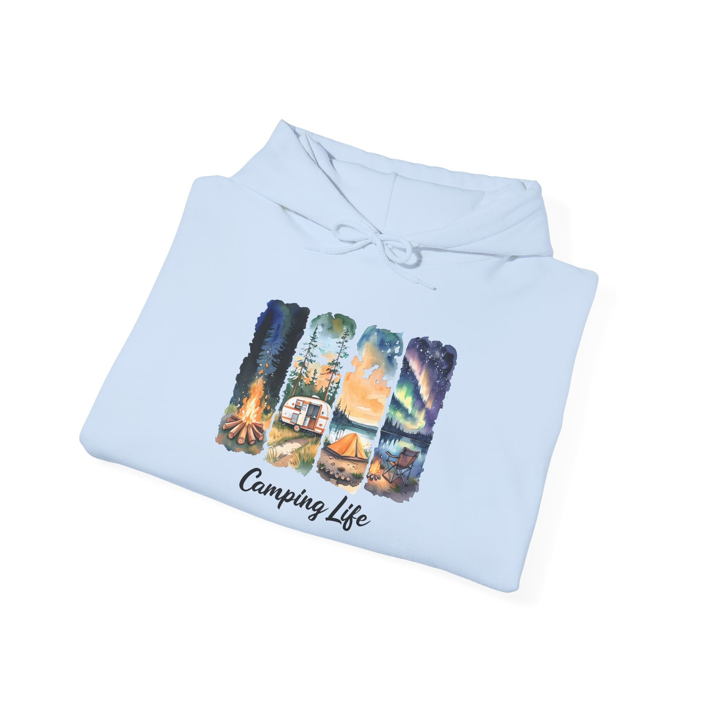 Camping Life Hoodie – Outdoor Illustrated Campsite Scenes
