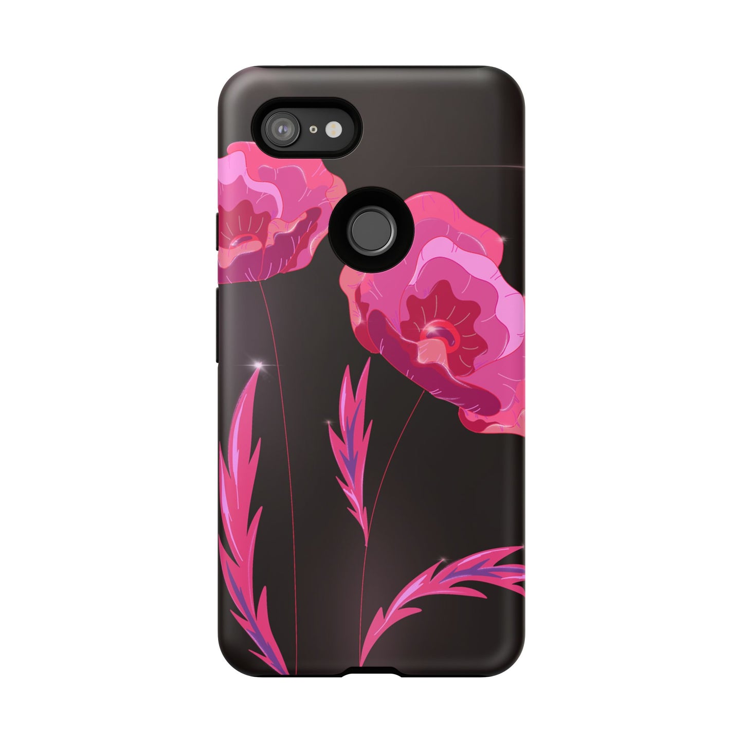 Floral iPhone Case | Tough Cases with Pink Poppy Design, Elegant Flower Phone Cover, Gift for Her, Spring Accessories, Chic Tech