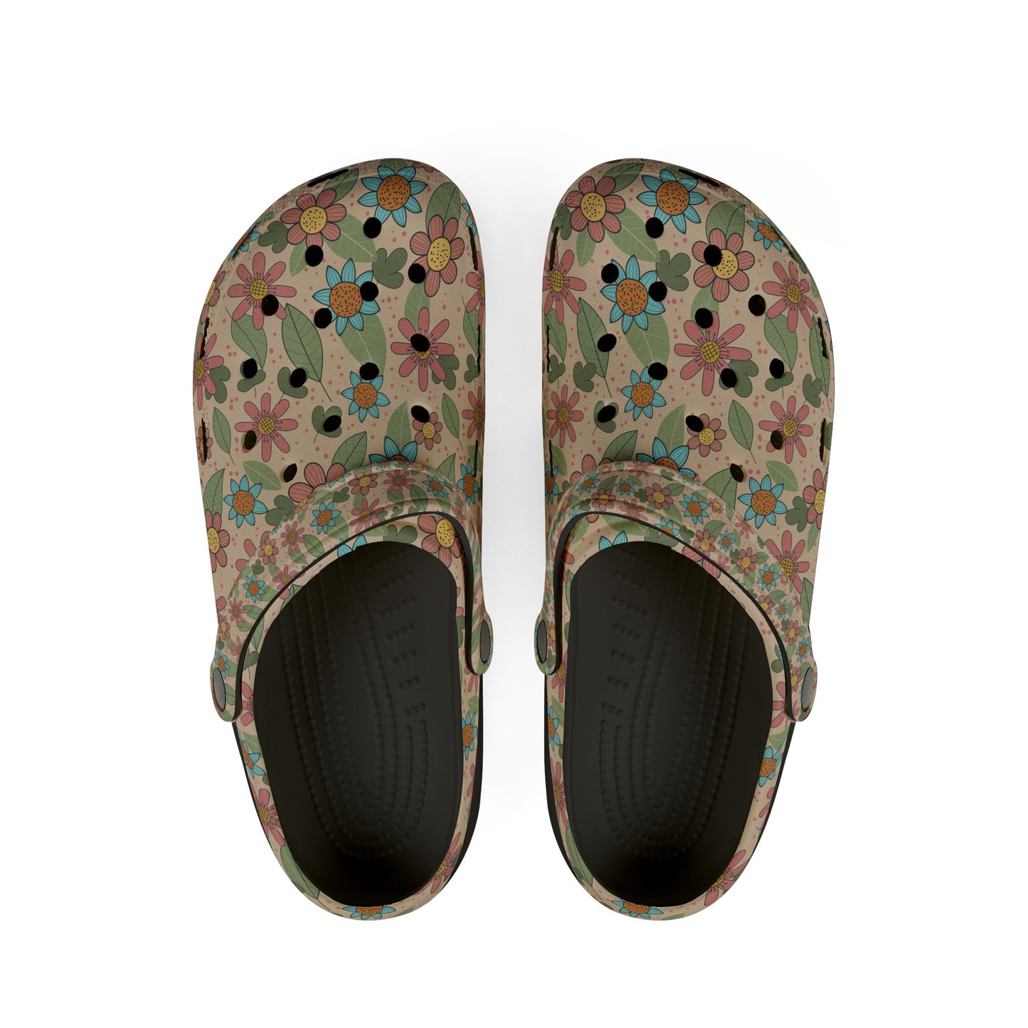 Floral Garden EVA Clogs — Retro Flower Print Foam Slip‑Ons