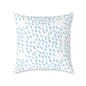 Blue Raindrop Pattern Square Pillow — Minimal Coastal Decorative Throw Pillow