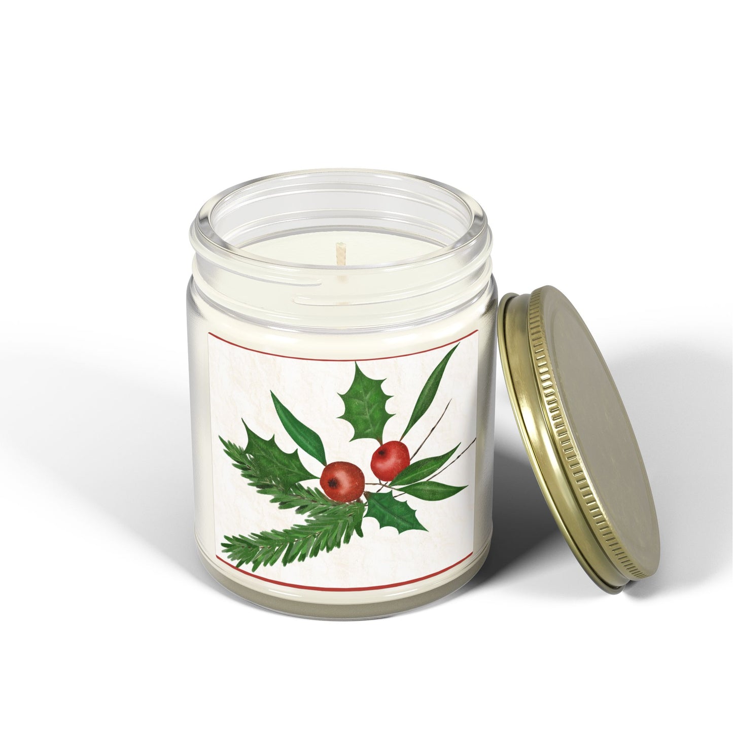 Holiday Holly Scented Candle (Coconut Apricot Wax)