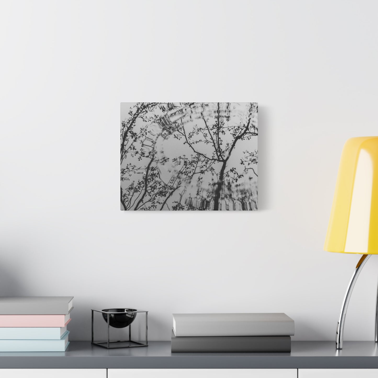 Canvas Wall Art — Monochrome Blurred Ferris Wheel with Tree Silhouettes