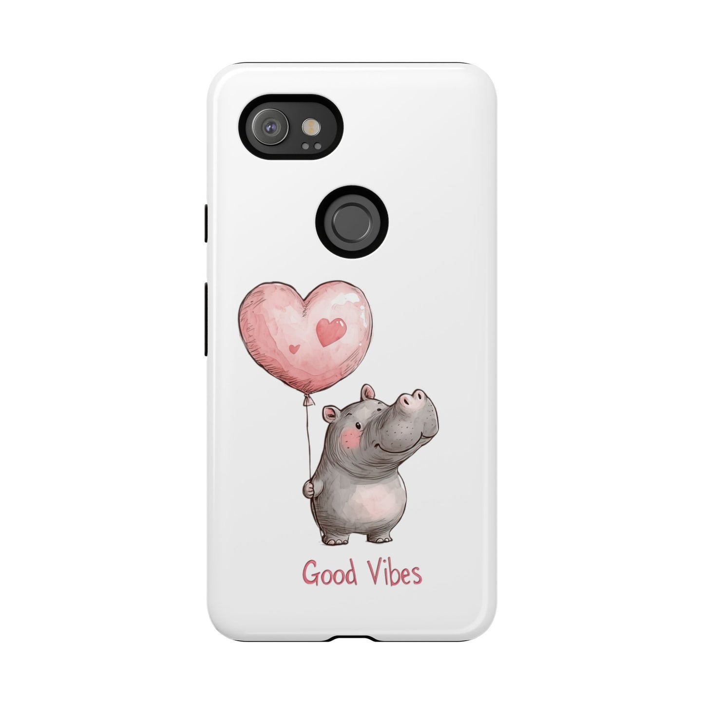 Cute Hippo Phone Case - Good Vibes Design, Animal Lover Gift, Fun Accessory, Birthday Present, Phone Accessories